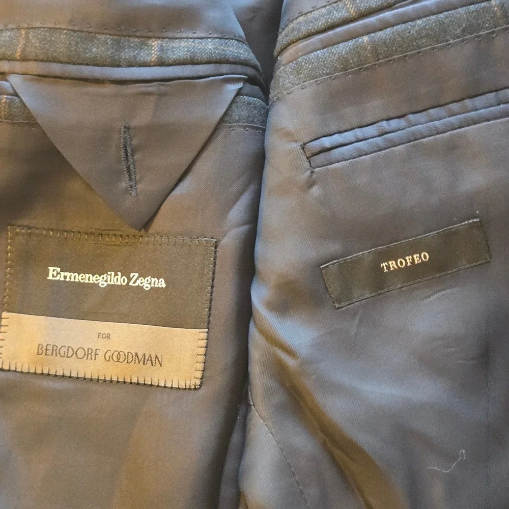 Ermenegildo Zegna Trofeo Wool Windowpane Jacket Blazer  Switzerland 54L‎ *READ*